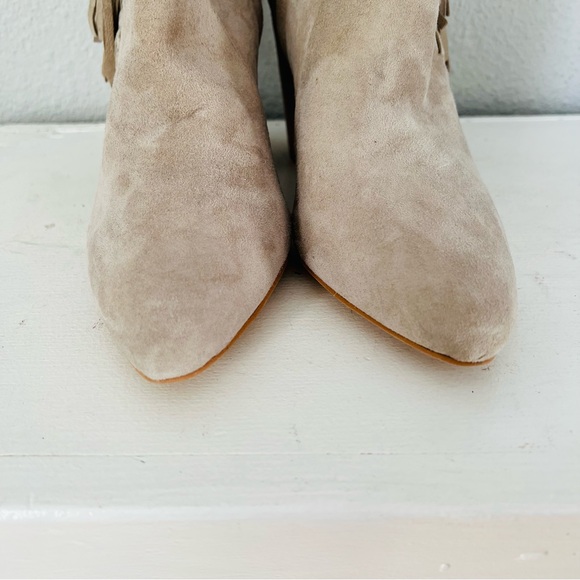 Rebecca Minkoff Ilan Suede Fringe Nude Tan Bootie 8.5 - Picture 4 of 11